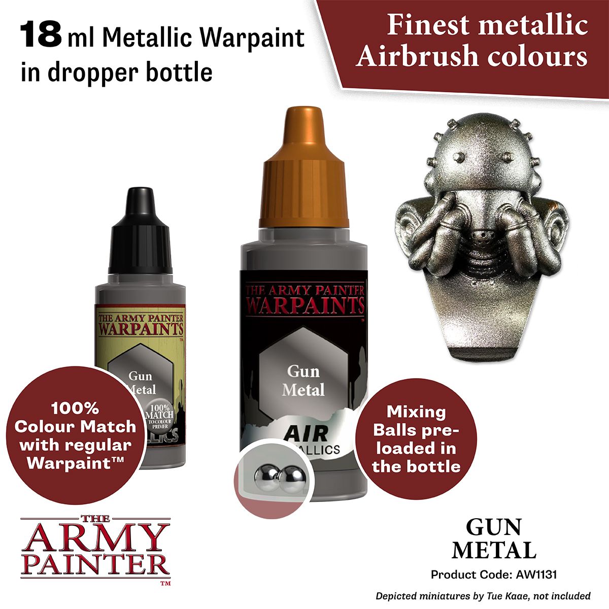 The Army Painter Warpaints Air Metallics: Gun Metal 18 ml – colour and application example