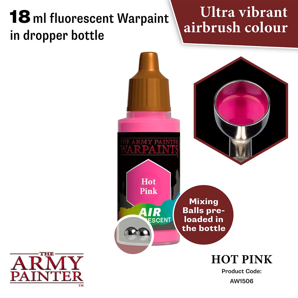 The Army Painter Warpaints Air Fluorescent: Hot Pink 18 ml – colour and application example