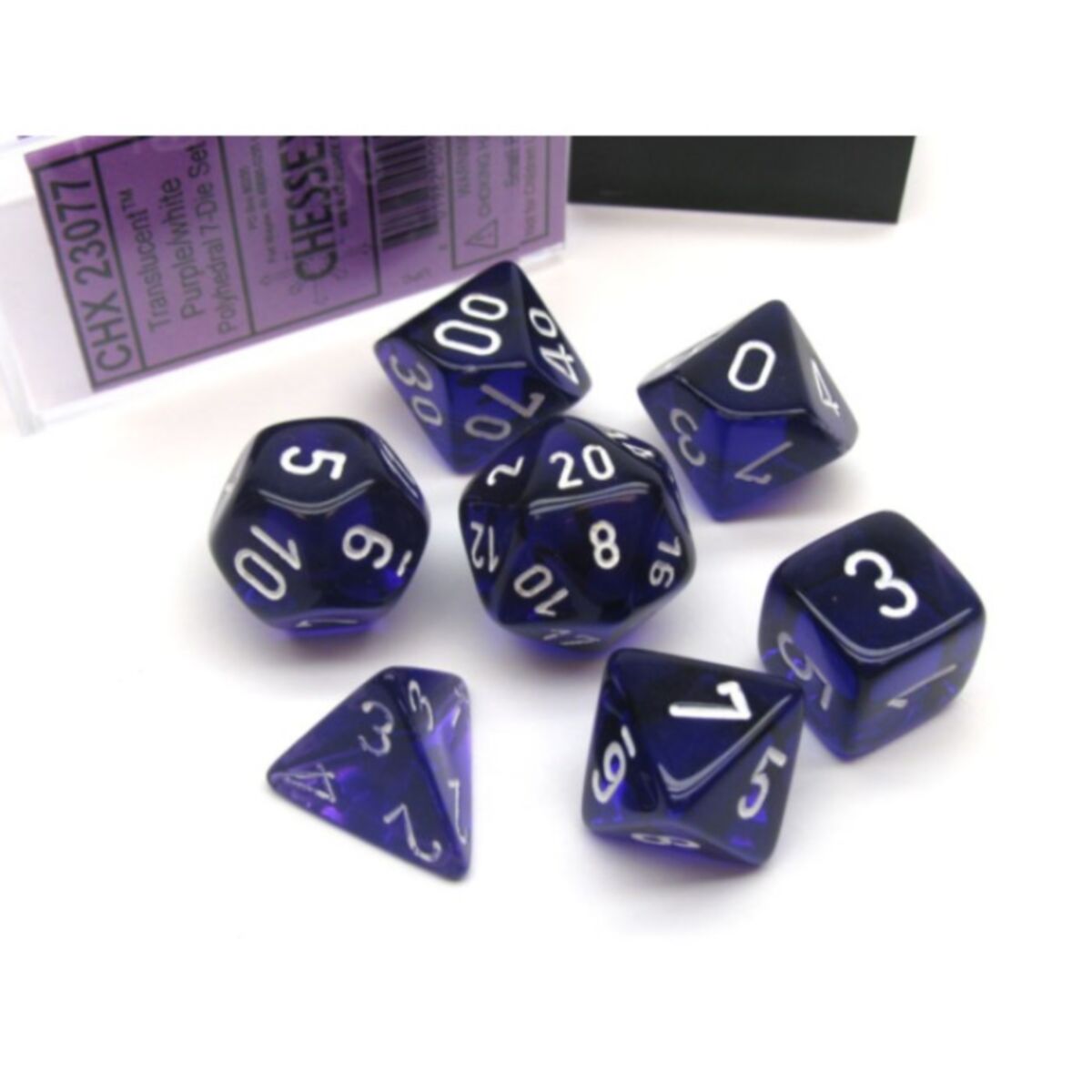 Chessex Translucent Polyhedral Purple/White 7-Piece Dice Set