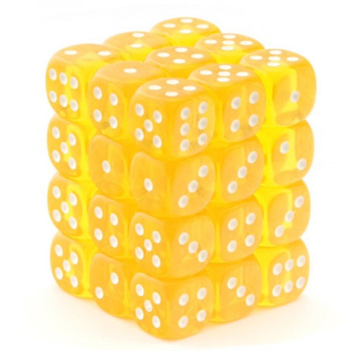 Chessex Translucent Yellow/White 12mm D6 Dice (36)