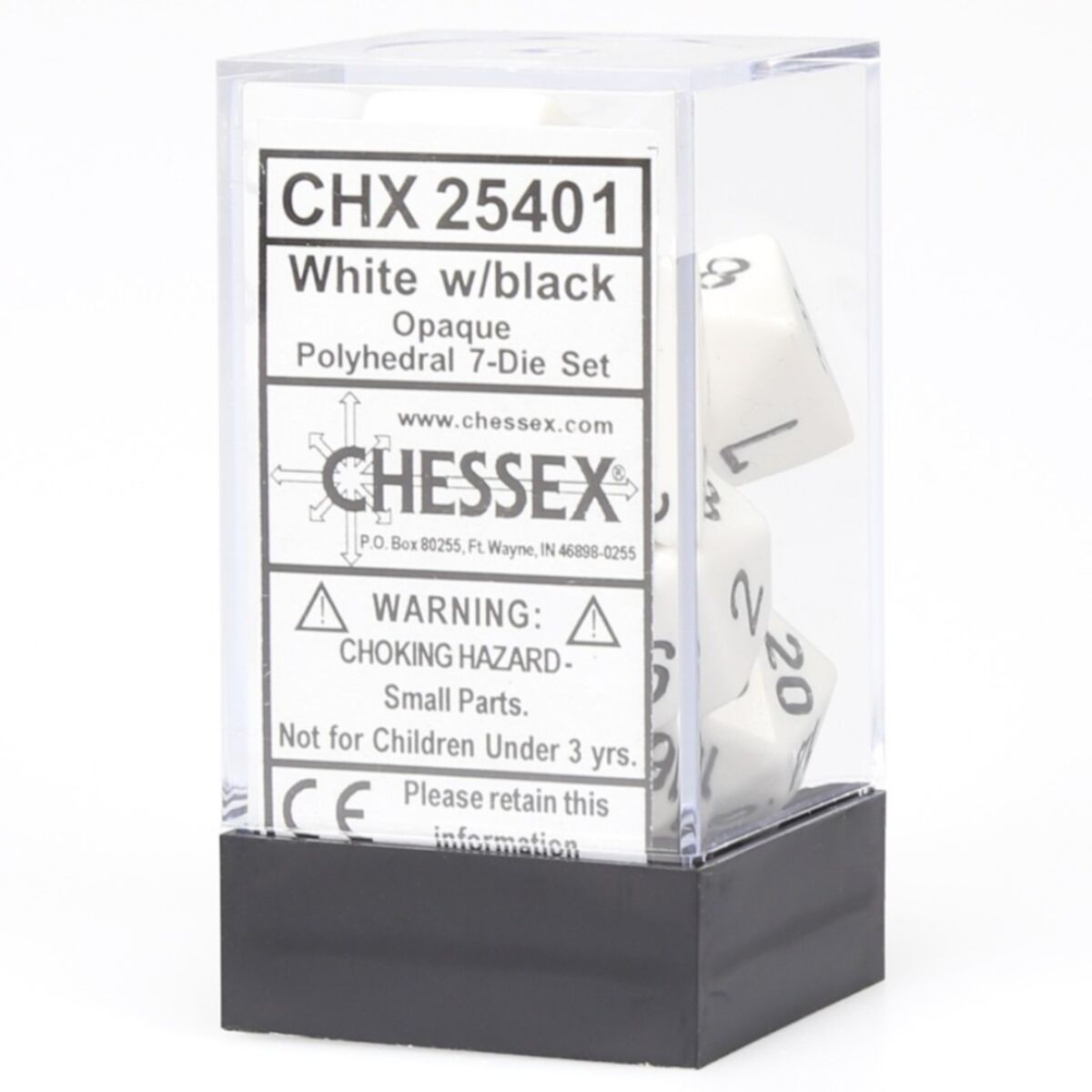 Chessex Opaque White/Black 7-Piece RPG Dice Set