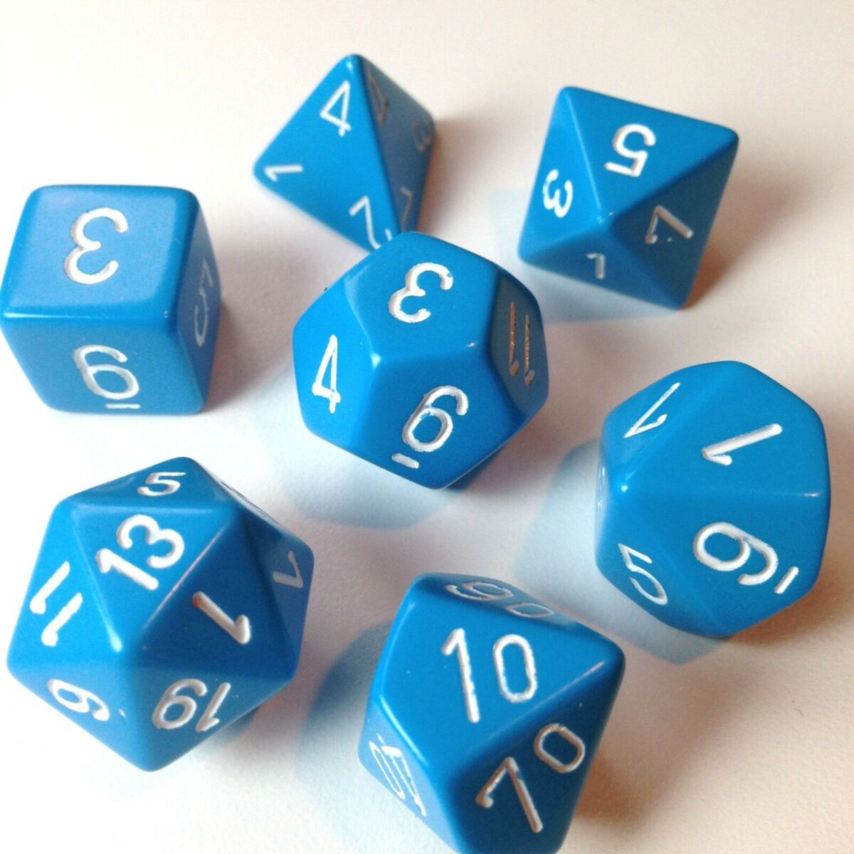 Chessex Opaque Light Blue/White 7-Piece RPG Dice Set