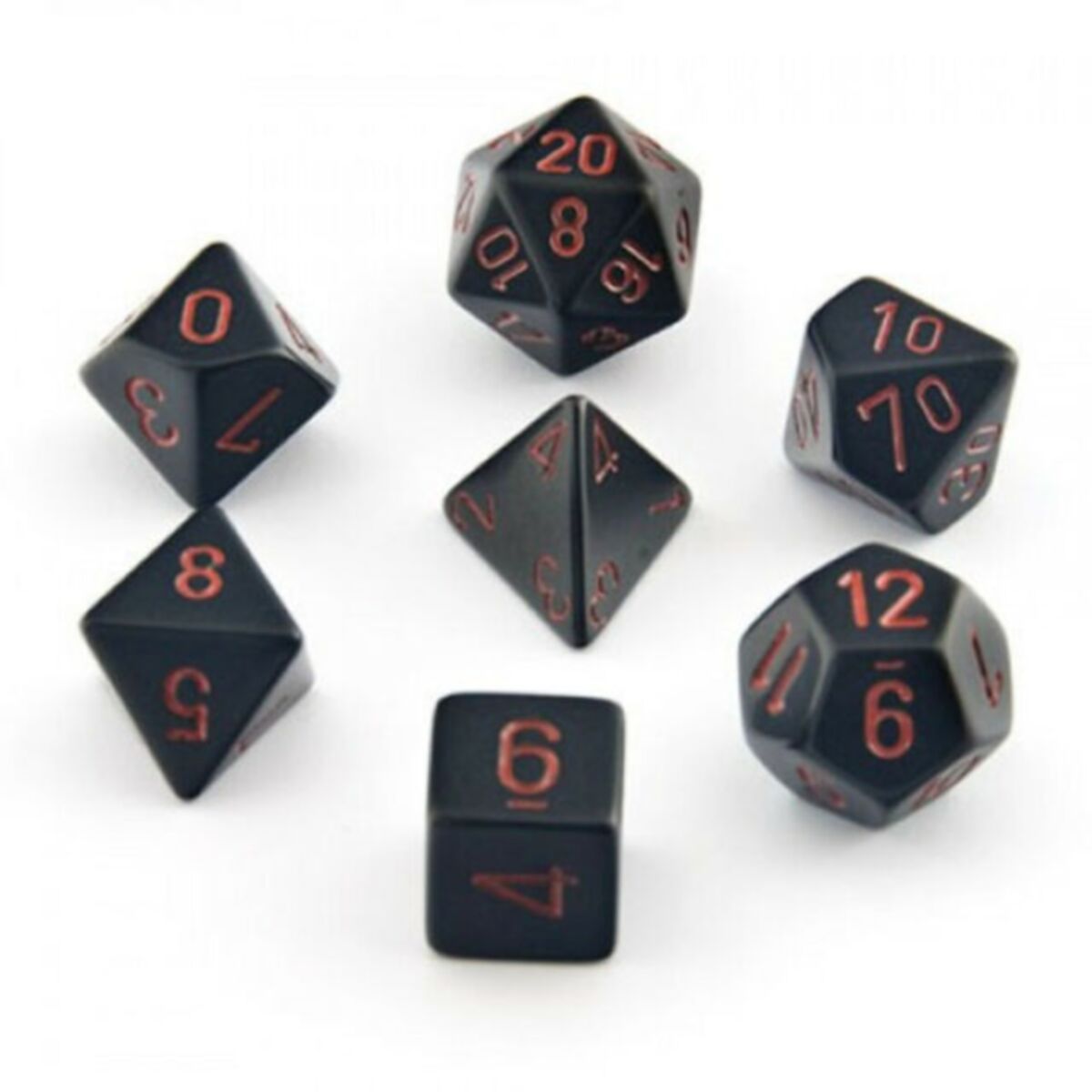 Chessex Opaque Black/Red 7-Piece RPG Dice Set