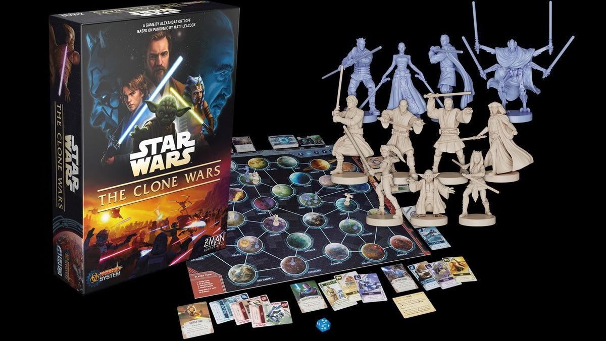 Star Wars: The Clone Wars – game box with miniatures, cards and tokens