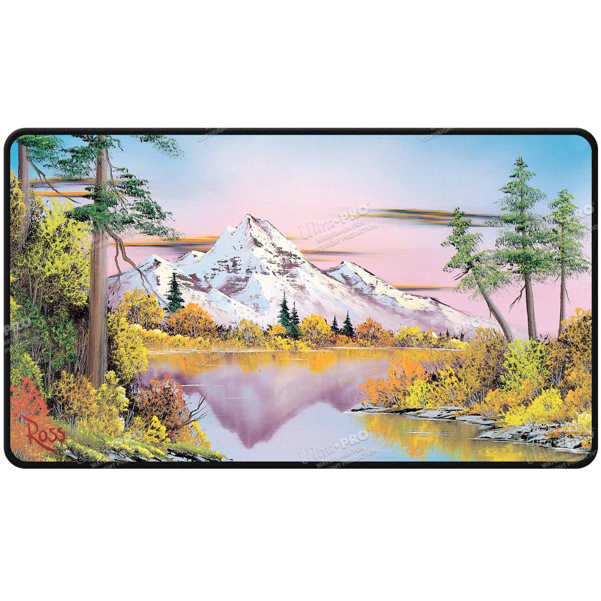 Ultra PRO Bob Ross Mighty Mountain Lake Black Stitched Playmat – UP16531