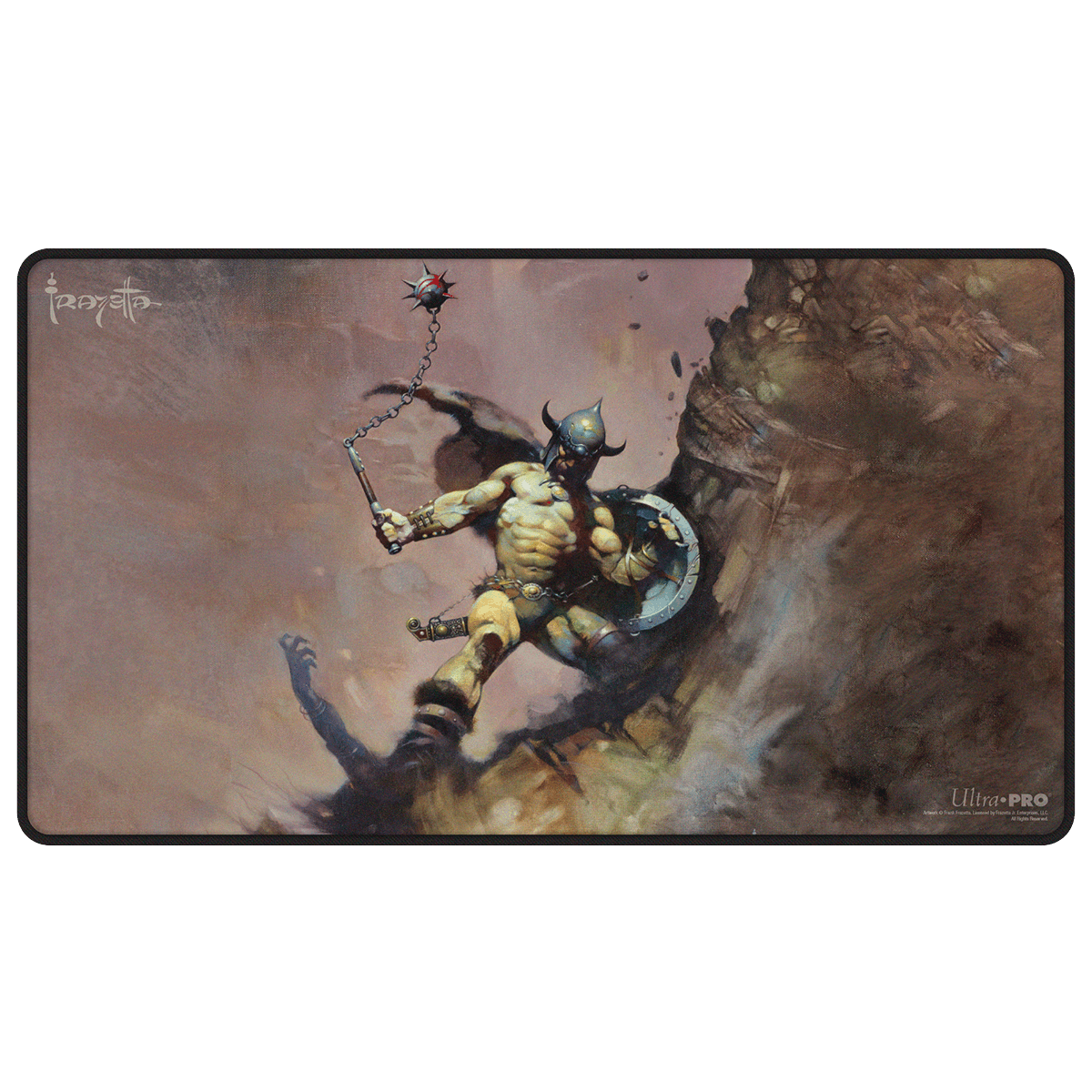 Ultra PRO Artist Spotlight: Frank Frazetta - "Warrior with Ball and Chain" Black Stitched Playmat – UP16755