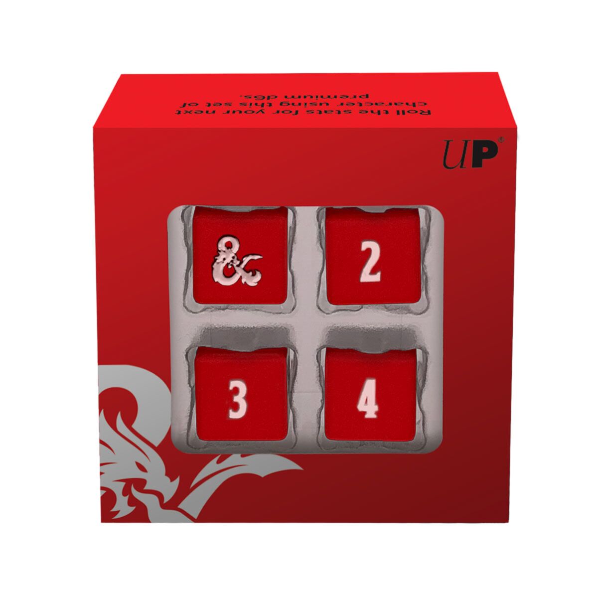 Ultra PRO D&D Heavy Metal D6 Dice Set (4) – Red & White