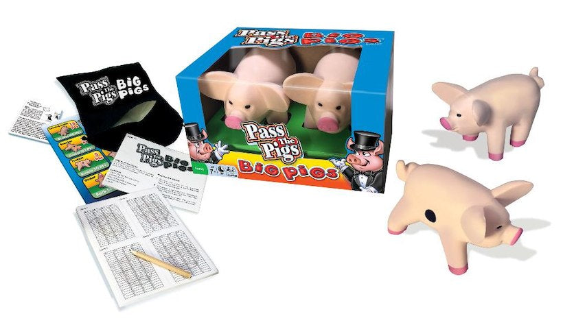 Pass the Pigs: Big Pigs – Big Pigs box with oversized pigs and scoring materials