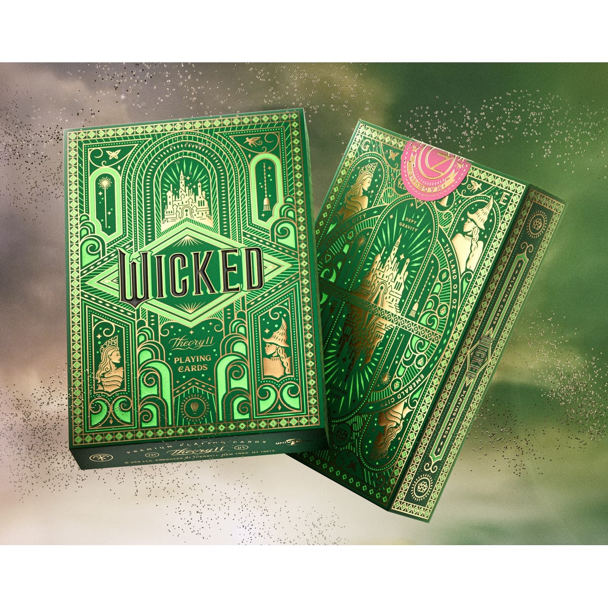 theory11 Wicked Playing Cards – Wicked playing-card tuck box with green and gold artwork