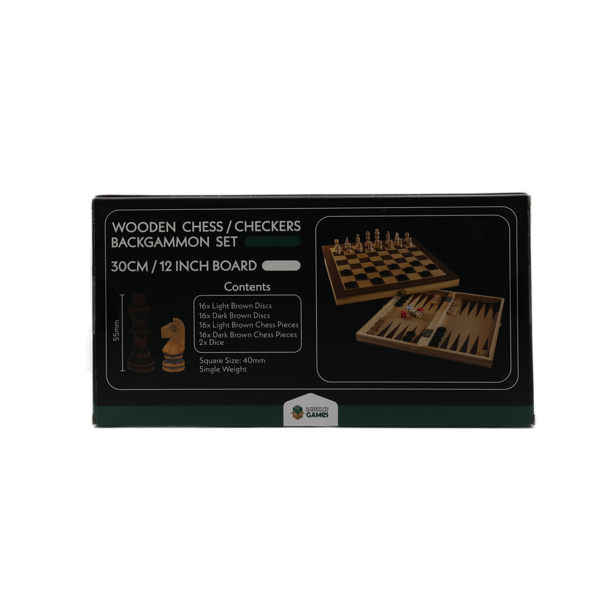 LPG Classics Wooden Folding Chess/Checkers/Backgammon Set 30cm
