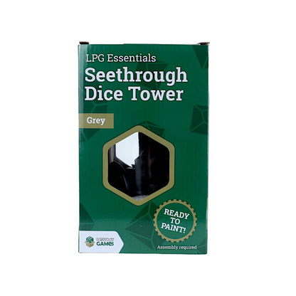 LPG Essentials See-Through Dice Tower – Grey – dice tower packaging