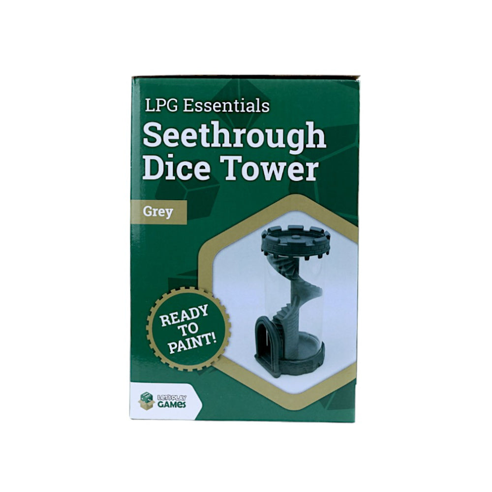 LPG Essentials See-Through Dice Tower – Grey – grey dice tower box front
