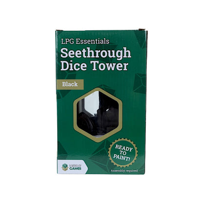 LPG Essentials See-Through Dice Tower – Black – black dice tower box front