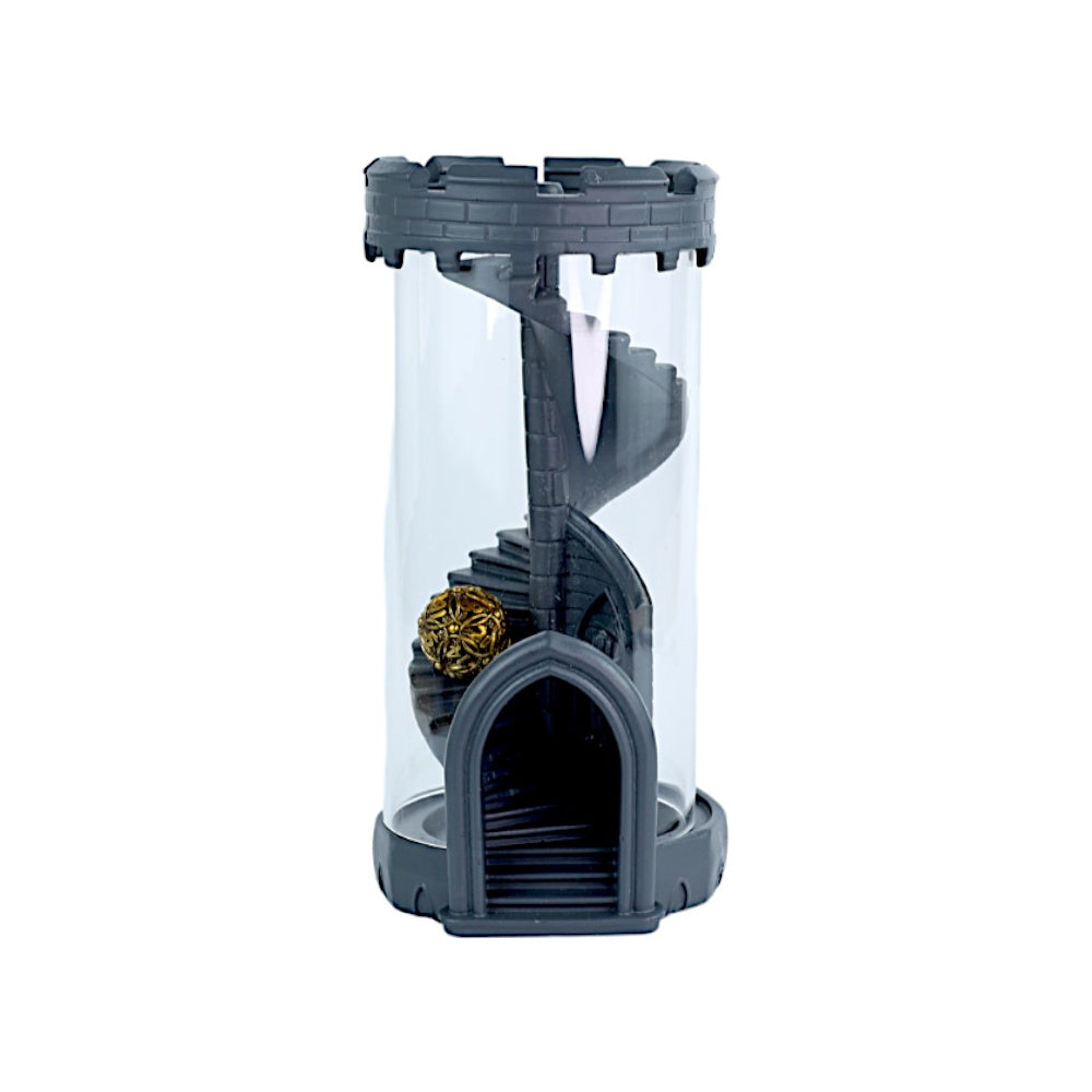 LPG Essentials See-Through Dice Tower – Grey – grey dice tower with transparent sides
