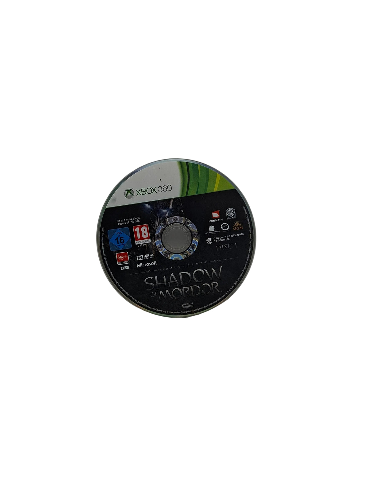 Shadow Of Mordor - Xbox 360 - DISC 1 & 2 ONLY
