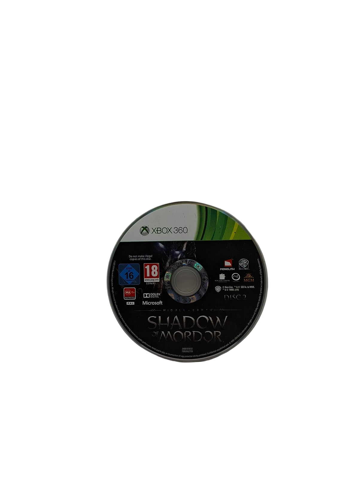 Shadow Of Mordor - Xbox 360 - DISC 1 & 2 ONLY