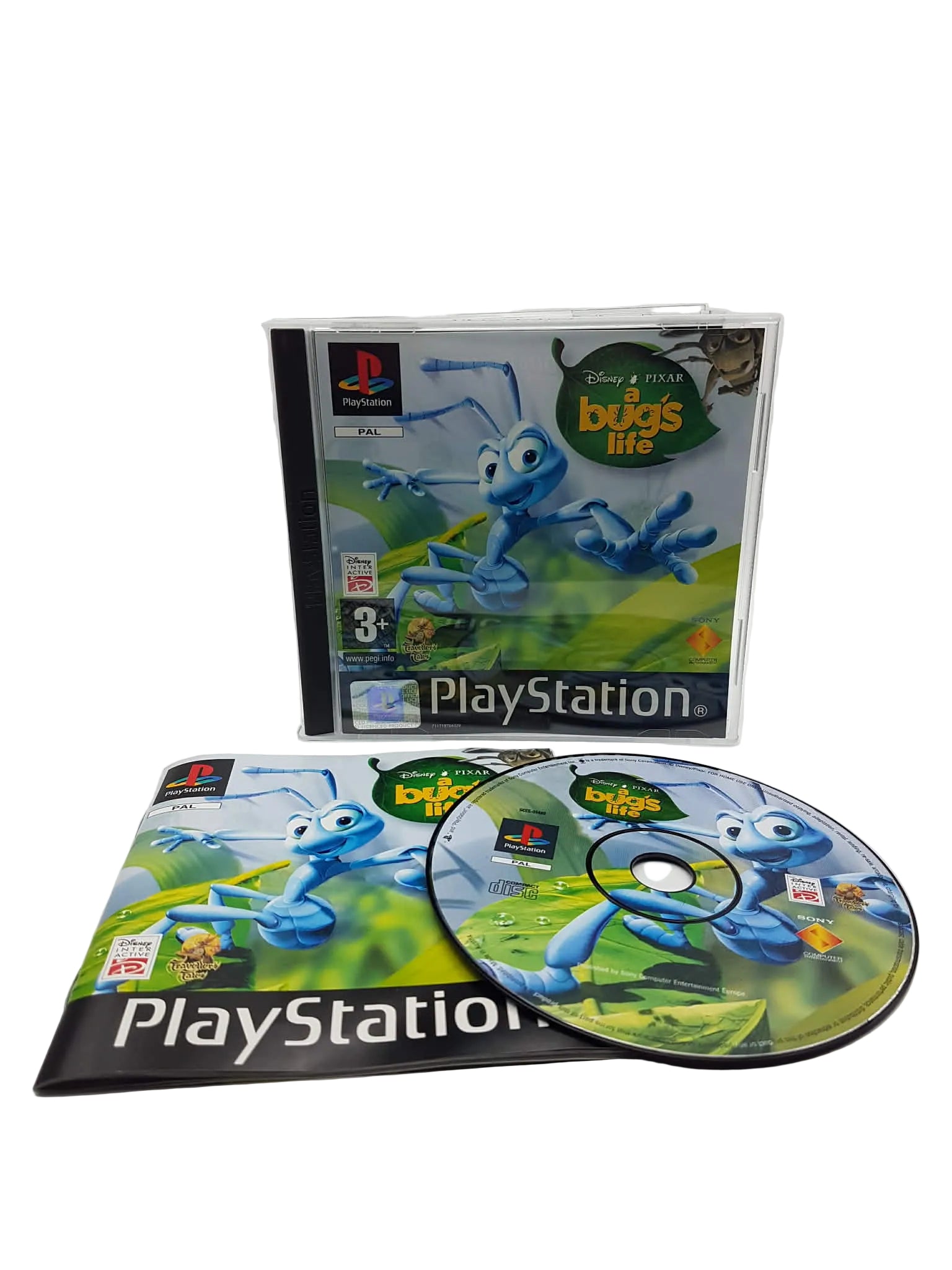 PlayStation game case and disc featuring 'A Bug's Life' on a white background