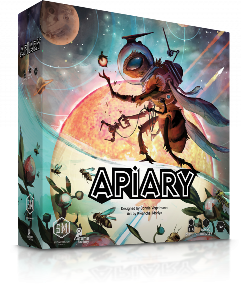 Apiary board game box shown in perspective
