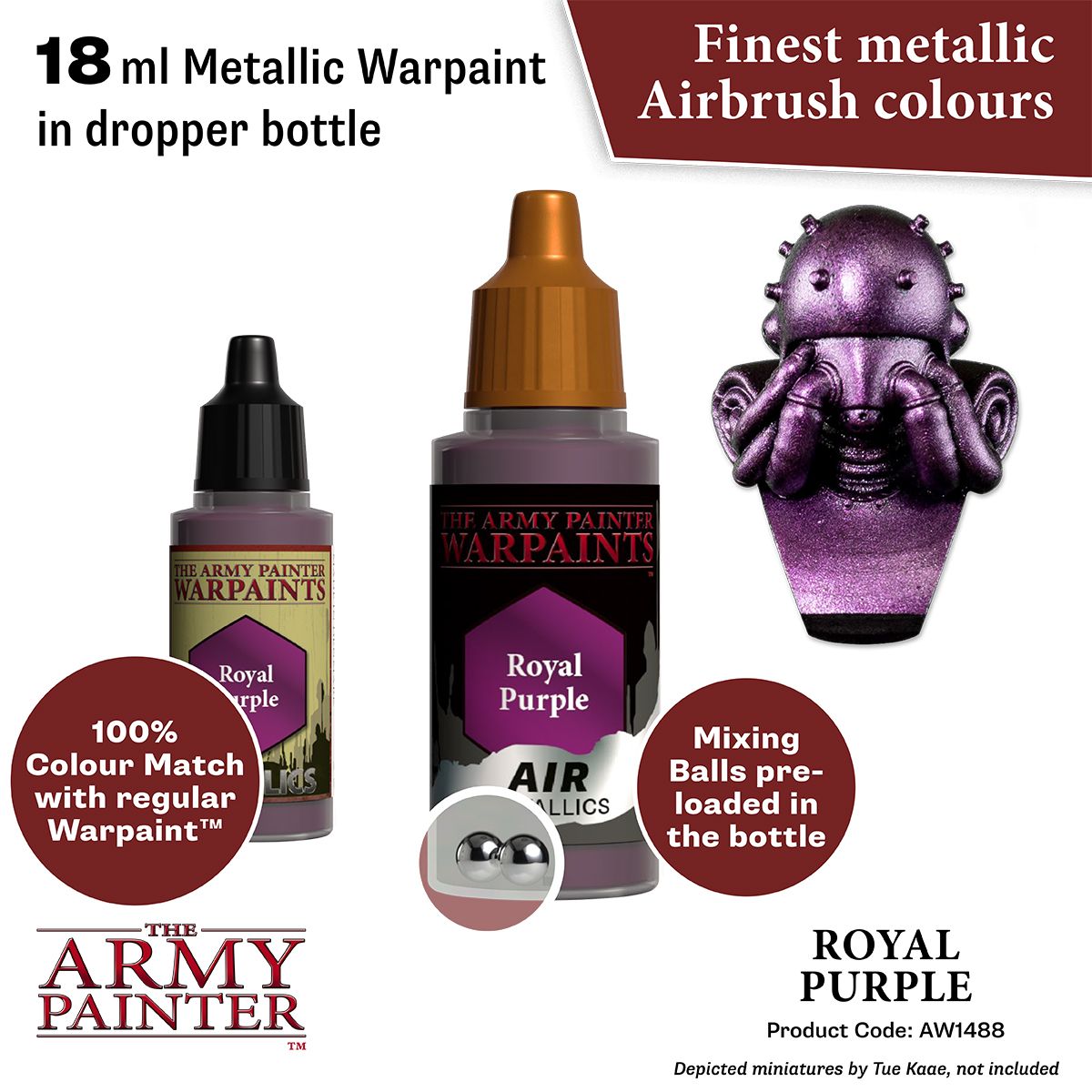 The Army Painter Warpaints Air Metallics: Royal Purple 18 ml – colour and application example