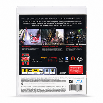 Back cover of a video game packaging with text and graphics on a white background