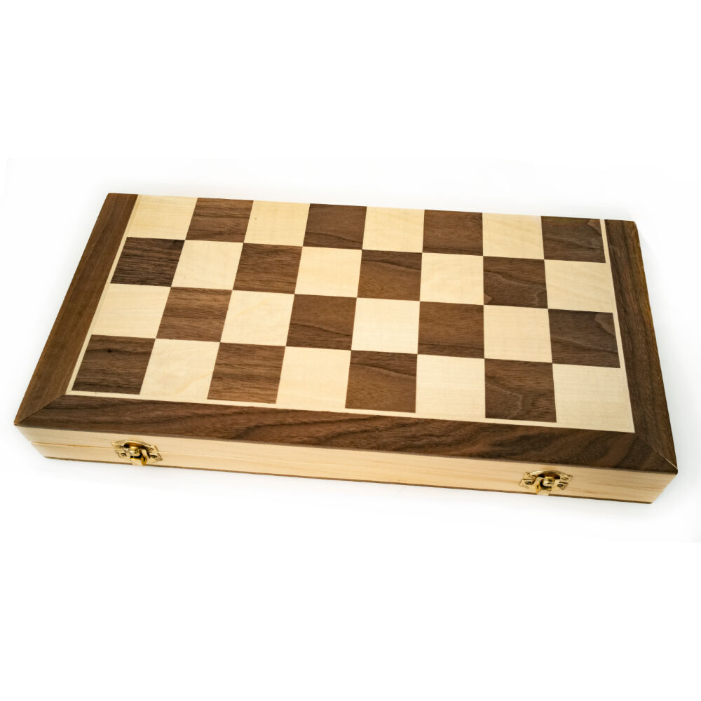 LPG Classics Wooden Folding Chess, Checkers & Backgammon Set 40cm | 3-in-1 Classic Board Game Set | Portable Travel Game | Staunton Chess Pieces
