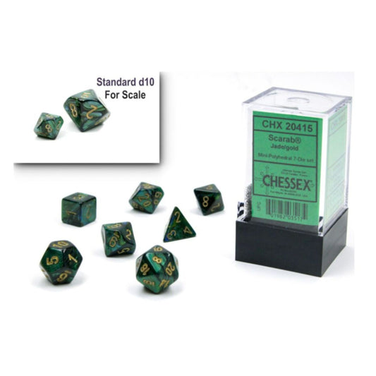 Chessex Scarab Mini Jade/Gold 7-Piece Dice Set