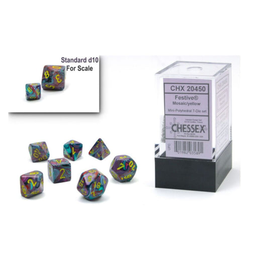Chessex Festive Mini Mosaic/Yellow 7-Piece Dice Set