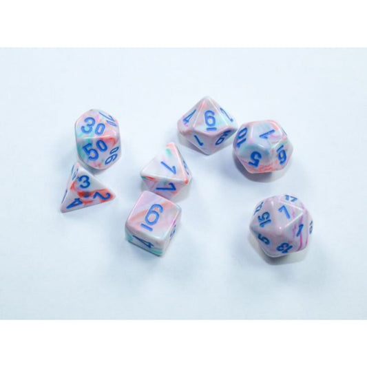 Chessex Festive Mini Pop Art/Blue 7-Piece Dice Set