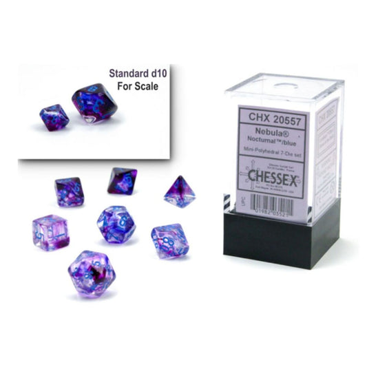 Chessex Nebula Mini Nocturnal/Blue Luminary 7-Piece Dice Set