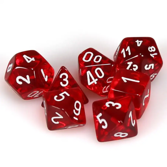Chessex Translucent Polyhedral Red/White 7-Piece Dice Set