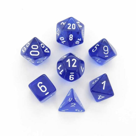 Chessex Translucent Polyhedral Blue/White 7-Piece Dice Set