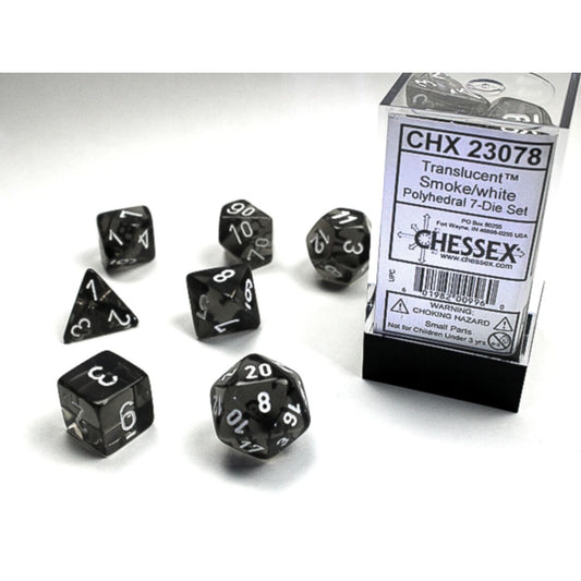 Chessex Translucent Polyhedral Smoke/White 7-Piece Dice Set