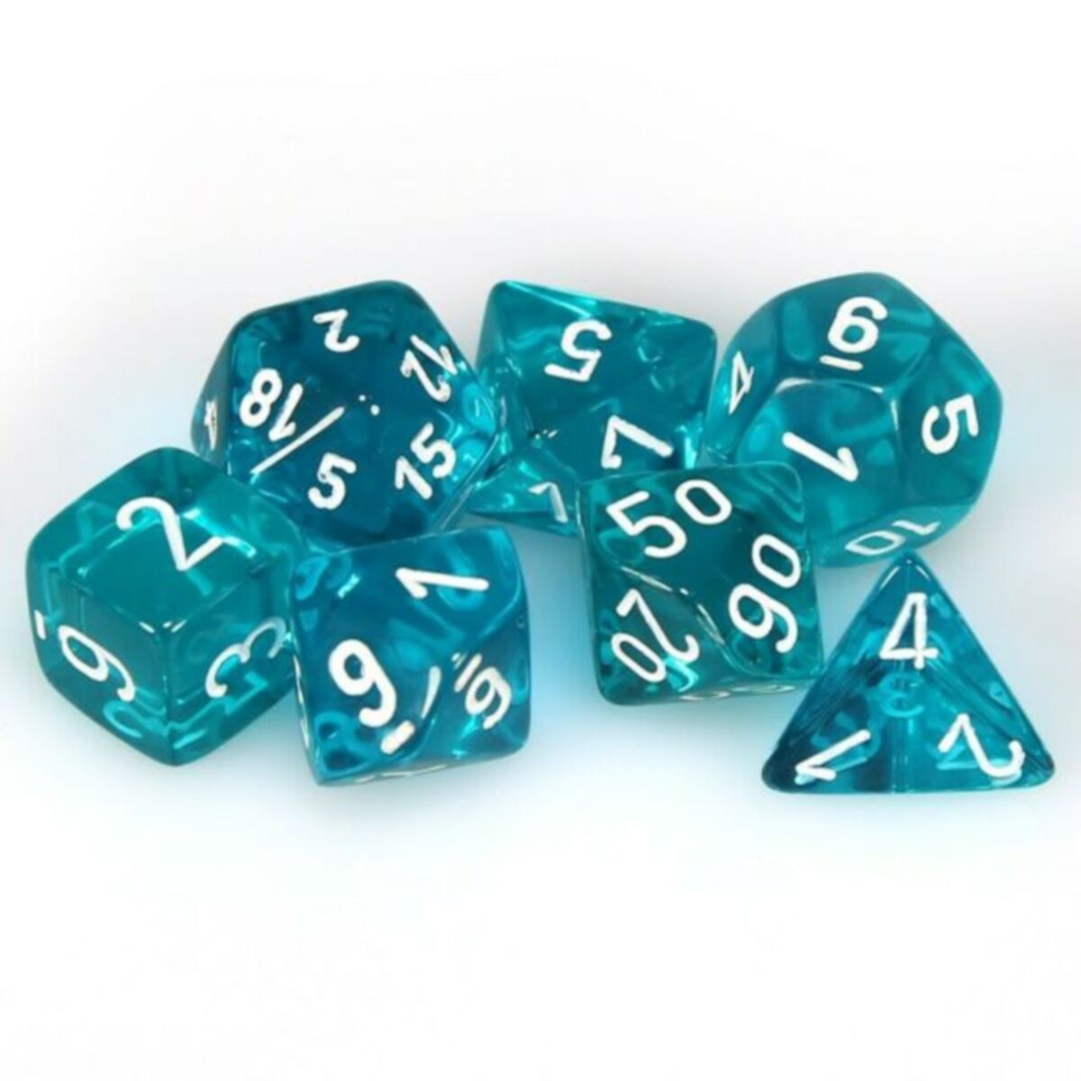 Chessex Translucent Polyhedral Teal/White 7-Piece Dice Set