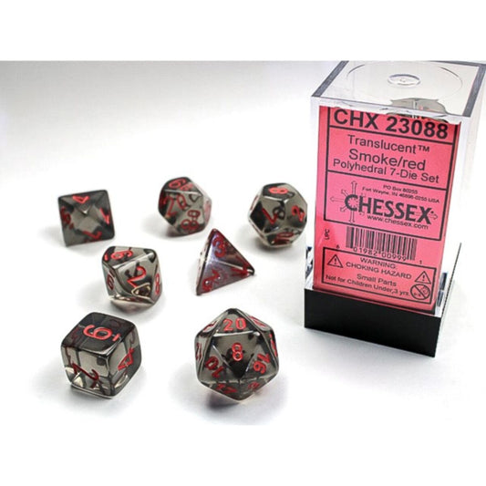 Chessex Translucent Polyhedral Smoke/Red 7-Piece Dice Set