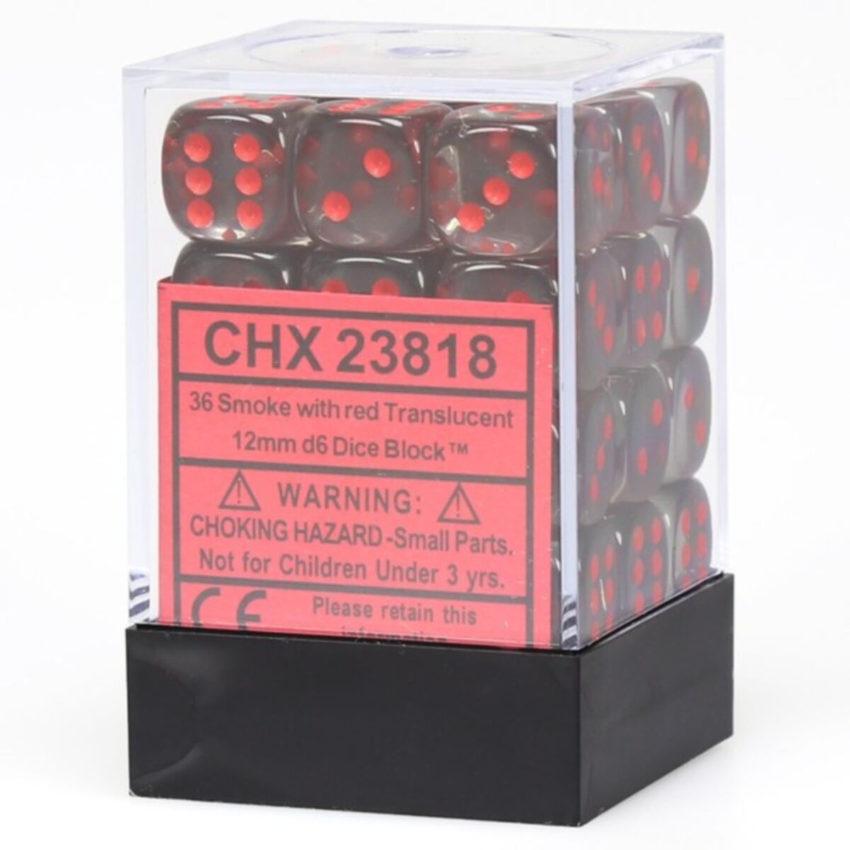 Chessex Translucent Smoke/Red 12mm D6 Dice (36)