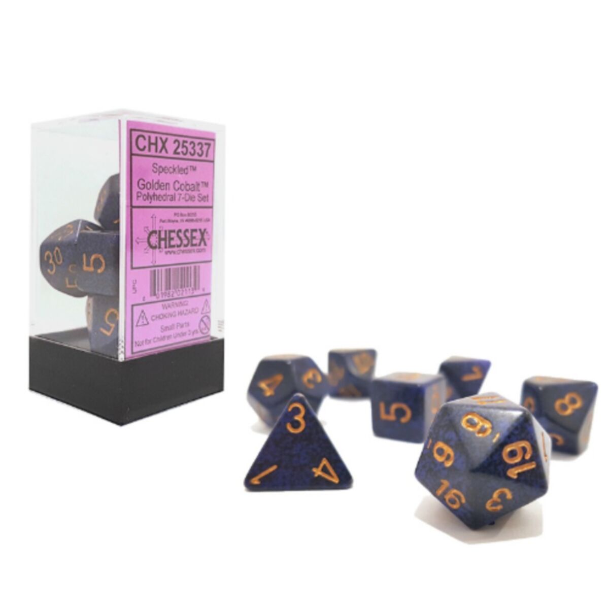 Chessex Speckled Golden Cobalt 7-Piece RPG Dice Set