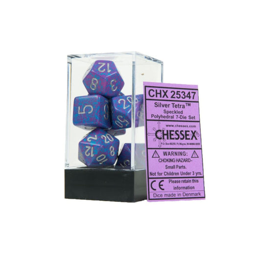 Chessex Speckled Silver Tetra 7-Piece RPG Dice Set