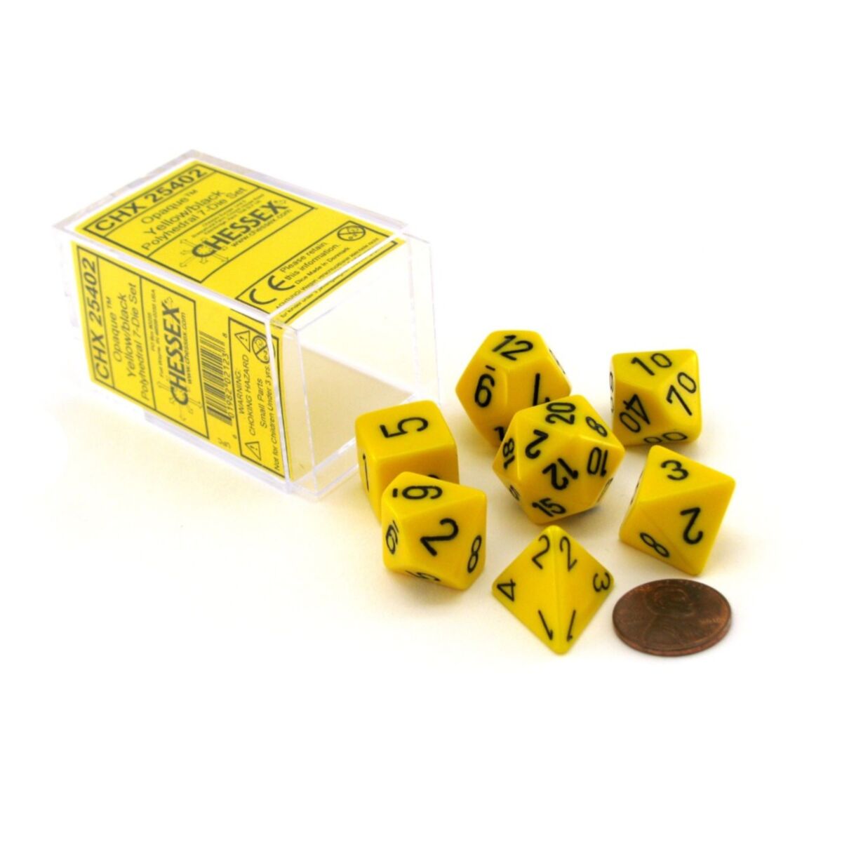 Chessex Opaque Yellow/Black 7-Piece RPG Dice Set