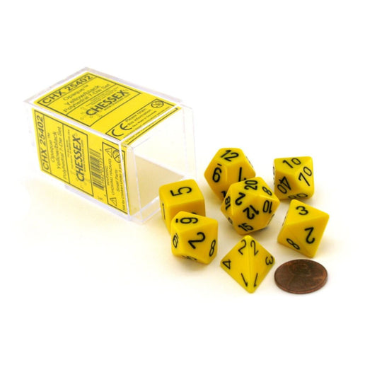 Chessex Opaque Yellow/Black 7-Piece RPG Dice Set