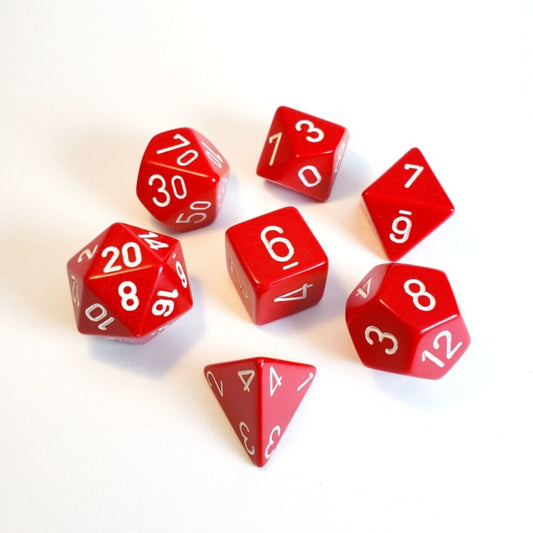 Chessex Opaque Red/White 7-Piece RPG Dice Set