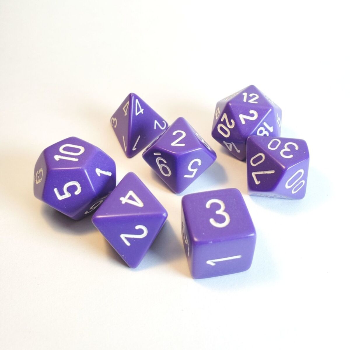 Chessex Opaque Purple/White 7-Piece RPG Dice Set