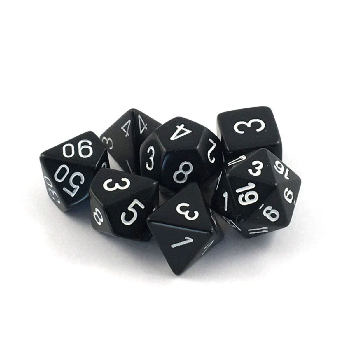 Chessex Opaque Black/White 7-Piece RPG Dice Set