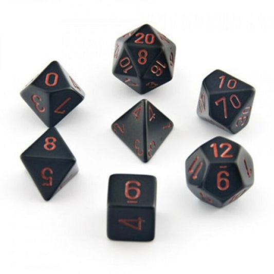Chessex Opaque Black/Red 7-Piece RPG Dice Set