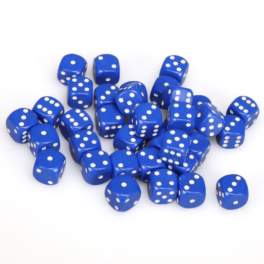 Chessex Opaque Blue/White 12mm D6 Dice (36)