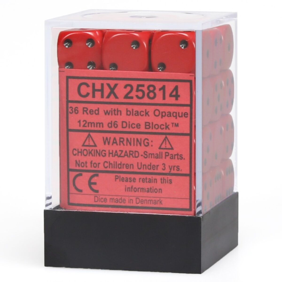 Chessex Opaque Red/Black 12mm D6 Dice (36)