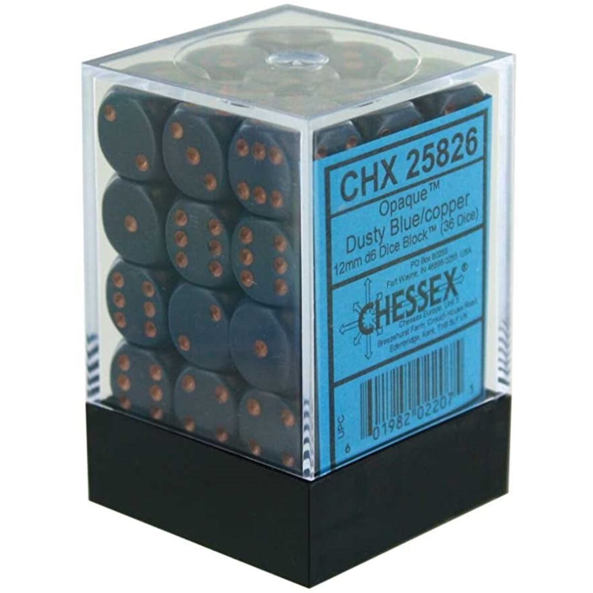 Chessex Opaque Dusty Blue/Copper 12mm D6 Dice (36)