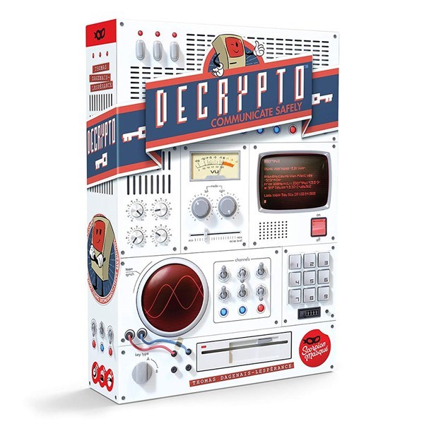 Decrypto – game box and components illustrated on the packaging
