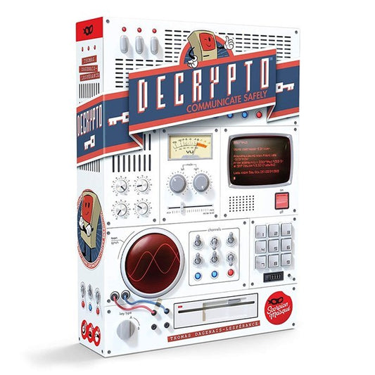 Decrypto – game box and components illustrated on the packaging