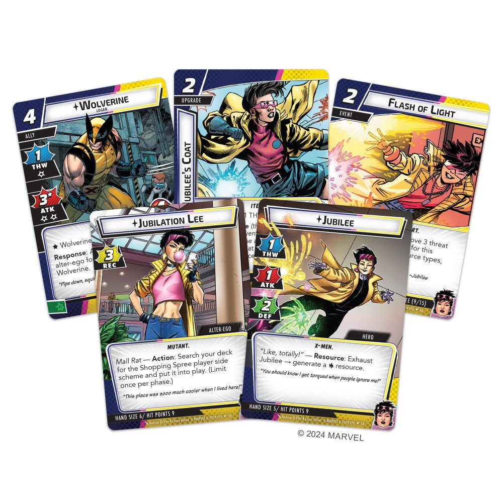 Marvel Champions: The Card Game – Jubilee Hero Pack – sample Jubilee player cards