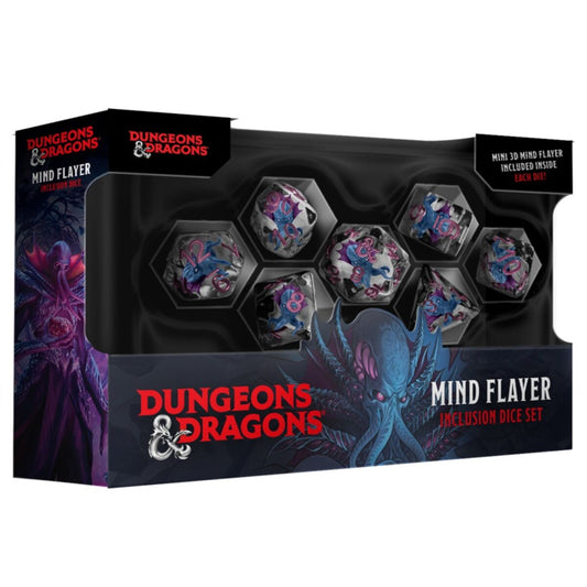 FanRoll D&D Mind Flayer Resin Inclusion Dice Set (7 Pieces)